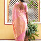 Janasya Pink Silk Blend Woven Polka Woven Design Saree | Swadesiicart