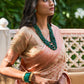 Janasya Beige Chanderi Silk Ethnic Motifs Woven Design Saree | Swadesiicart
