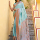 Janasya Sea Green Chanderi Silk Ethnic Motifs Woven Design Saree | Swadesiicart