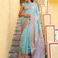 Janasya Sea Green Chanderi Silk Ethnic Motifs Woven Design Saree | Swadesiicart