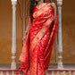 Janasya Red Banarasi Silk Ethnic Motifs Woven Design Saree | Swadesiicart