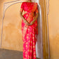 Janasya Pink Banarasi Silk Floral Woven Jaal Saree | Swadesiicart