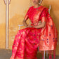Janasya Pink Banarasi Silk Floral Woven Jaal Saree | Swadesiicart