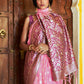Janasya Pink Banarasi Silk Woven Ethnic Motifs Woven Design Saree | Swadesiicart