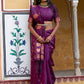 Janasya Wine Kanjeevaram Silk Woven Ethnic Motifs Kanjeevaram Silk Saree | Swadesiicart
