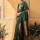 Janasya Green Kanjeevaram Silk Woven Ethnic Motifs Kanjeevaram Silk Saree | Swadesiicart