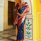 Janasya Navy Blue Cotton Silk Woven Ethnic Motifs Patola Saree | Swadesiicart