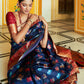 Janasya Navy Blue Cotton Silk Woven Ethnic Motifs Patola Saree | Swadesiicart