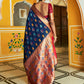 Janasya Navy Blue Cotton Silk Woven Ethnic Motifs Patola Saree | Swadesiicart