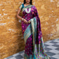 Janasya Wine Cotton Silk Woven Ethnic Motifs Patola Saree | Swadesiicart