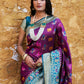 Janasya Wine Cotton Silk Woven Ethnic Motifs Patola Saree | Swadesiicart
