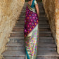 Janasya Wine Cotton Silk Woven Ethnic Motifs Patola Saree | Swadesiicart