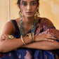 Janasya Navy Blue Banarasi Silk Woven Dual Tone Floral Design Banarasi Silk Saree | Swadesiicart