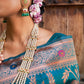 Janasya Teal Green Banarasi Silk Woven Dual Tone Floral Design Banarasi Silk Saree | Swadesiicart