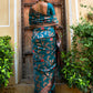 Janasya Teal Green Banarasi Silk Woven Dual Tone Floral Design Banarasi Silk Saree | Swadesiicart