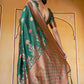 Janasya Green Banarasi Silk Woven Dual Tone Floral Design Banarasi Silk Saree | Swadesiicart
