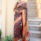 Janasya Navy Blue Chanderi Silk Pashmina Woven Design Saree | Swadesiicart