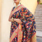 Janasya Navy Blue Chanderi Silk Pashmina Woven Design Saree | Swadesiicart