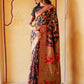 Janasya Black Chanderi Silk Pashmina Woven Design Saree | Swadesiicart