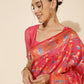 Janasya Pink Chanderi Silk Pashmina Woven Design Saree | Swadesiicart