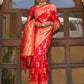Janasya Red Banarasi Silk Paisley Woven Design Saree | Swadesiicart
