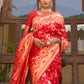 Janasya Red Banarasi Silk Paisley Woven Design Saree | Swadesiicart