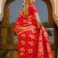 Janasya Red Banarasi Silk Paisley Woven Design Saree | Swadesiicart