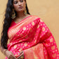 Janasya Pink Banarasi Silk Ethnic Motifs Woven Design Saree | Swadesiicart