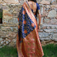 Janasya Navy Blue Silk Blend Woven Jaal Motif Woven Design Saree | Swadesiicart