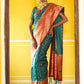 Janasya Green Silk Blend Woven Ethnic Motifs Woven Design Saree | Swadesiicart
