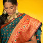Janasya Green Silk Blend Woven Ethnic Motifs Woven Design Saree | Swadesiicart