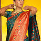 Janasya Green Silk Blend Woven Ethnic Motifs Woven Design Saree | Swadesiicart
