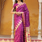 Janasya Wine Paithani Silk Ethnic Motifs Paithani Silk Saree | Swadesiicart