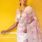 Janasya Lavender Linen Cotton Woven Paisley Woven Design Saree | Swadesiicart