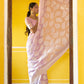 Janasya Lavender Linen Cotton Woven Paisley Woven Design Saree | Swadesiicart