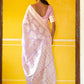 Janasya Lavender Linen Cotton Woven Paisley Woven Design Saree | Swadesiicart
