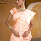 Janasya Peach Linen Cotton Leheriya Woven Design Saree | Swadesiicart