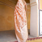 Janasya Peach Linen Cotton Leheriya Woven Design Saree | Swadesiicart