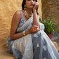 Janasya Grey Linen Cotton Woven Floral Design Woven Design Saree | Swadesiicart
