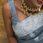 Janasya Grey Linen Cotton Woven Floral Design Woven Design Saree | Swadesiicart