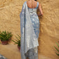 Janasya Grey Linen Cotton Woven Floral Design Woven Design Saree | Swadesiicart