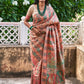 Janasya Beige Cotton Silk Pashmina Woven Design Saree | Swadesiicart