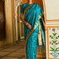 Janasya Teal Paithani Silk Ethnic Motifs Paithani Silk Saree | Swadesiicart
