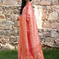 Janasya Peach Banarasi Silk Woven Dual Tone Floral Design Banarasi Silk Saree | Swadesiicart