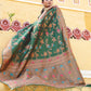 Janasya Green Banarasi Silk Woven Dual Tone Floral Design Banarasi Silk Saree | Swadesiicart