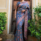 Janasya Grey Banarasi Silk Woven Dual Tone Floral Design Banarasi Silk Saree | Swadesiicart