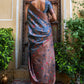 Janasya Grey Banarasi Silk Woven Dual Tone Floral Design Banarasi Silk Saree | Swadesiicart