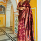 Janasya Maroon Banarasi Silk Woven Dual Tone Floral Design Banarasi Silk Saree | Swadesiicart