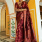 Janasya Maroon Banarasi Silk Woven Dual Tone Floral Design Banarasi Silk Saree | Swadesiicart