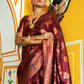 Janasya Maroon Banarasi Silk Woven Dual Tone Floral Design Banarasi Silk Saree | Swadesiicart